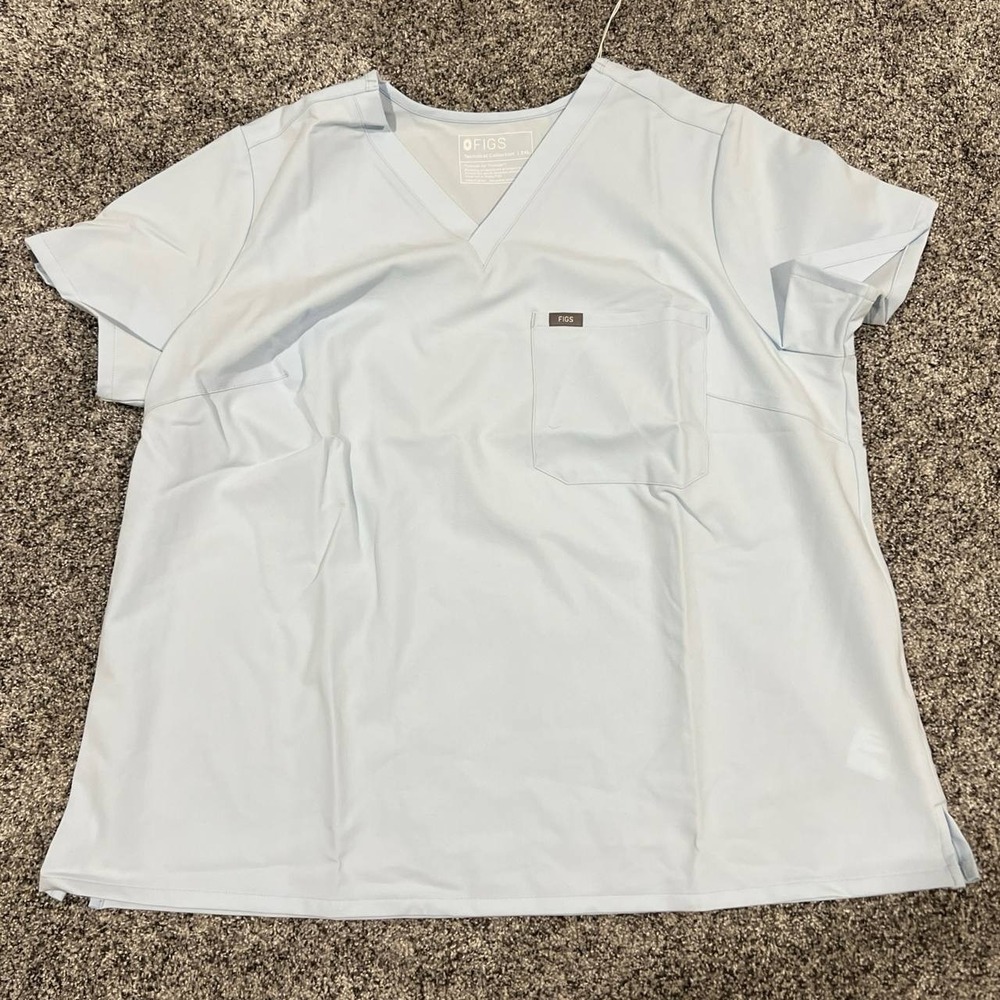 FIGS Catarina One-Pocket Scrub Top Medical Uniform Light Blue Size 3XL